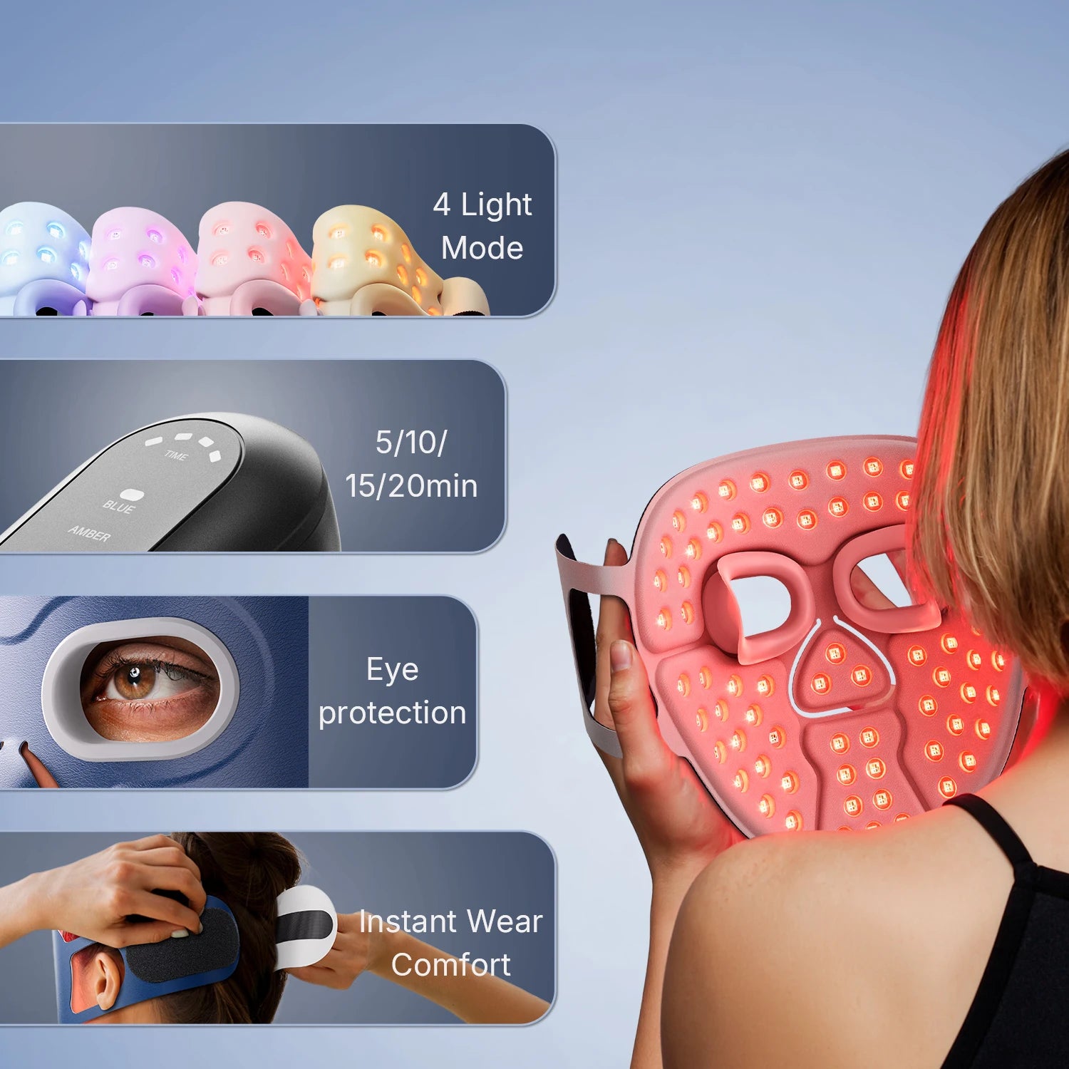 Hello Face 510K Wireless Near-Infrared and Red Light Therapy Facial Mask For Powerful Anti-ageing Professional Ultra-light Mask