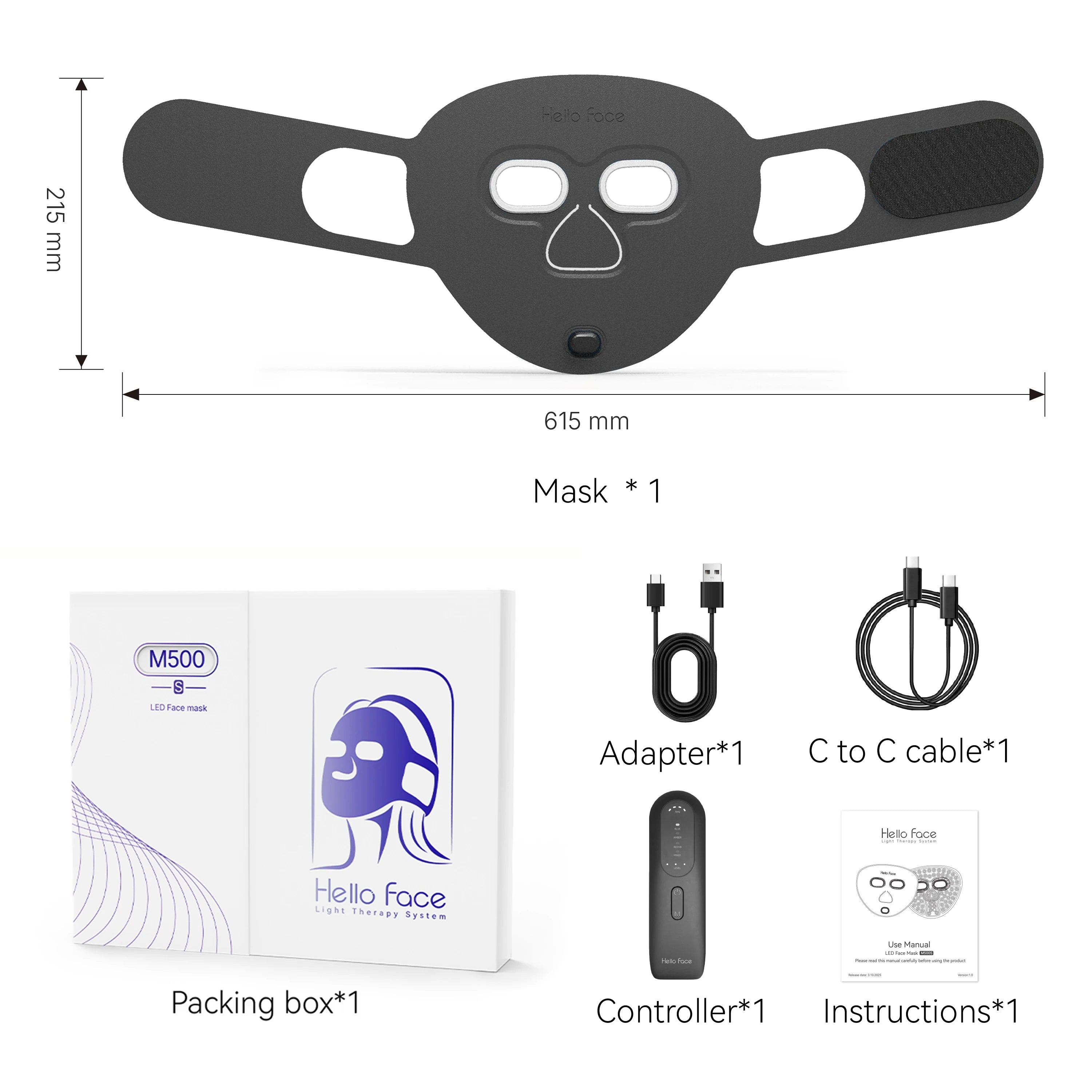 Hello Face 510K Wireless Near-Infrared and Red Light Therapy Facial Mask For Powerful Anti-ageing Professional Ultra-light Mask