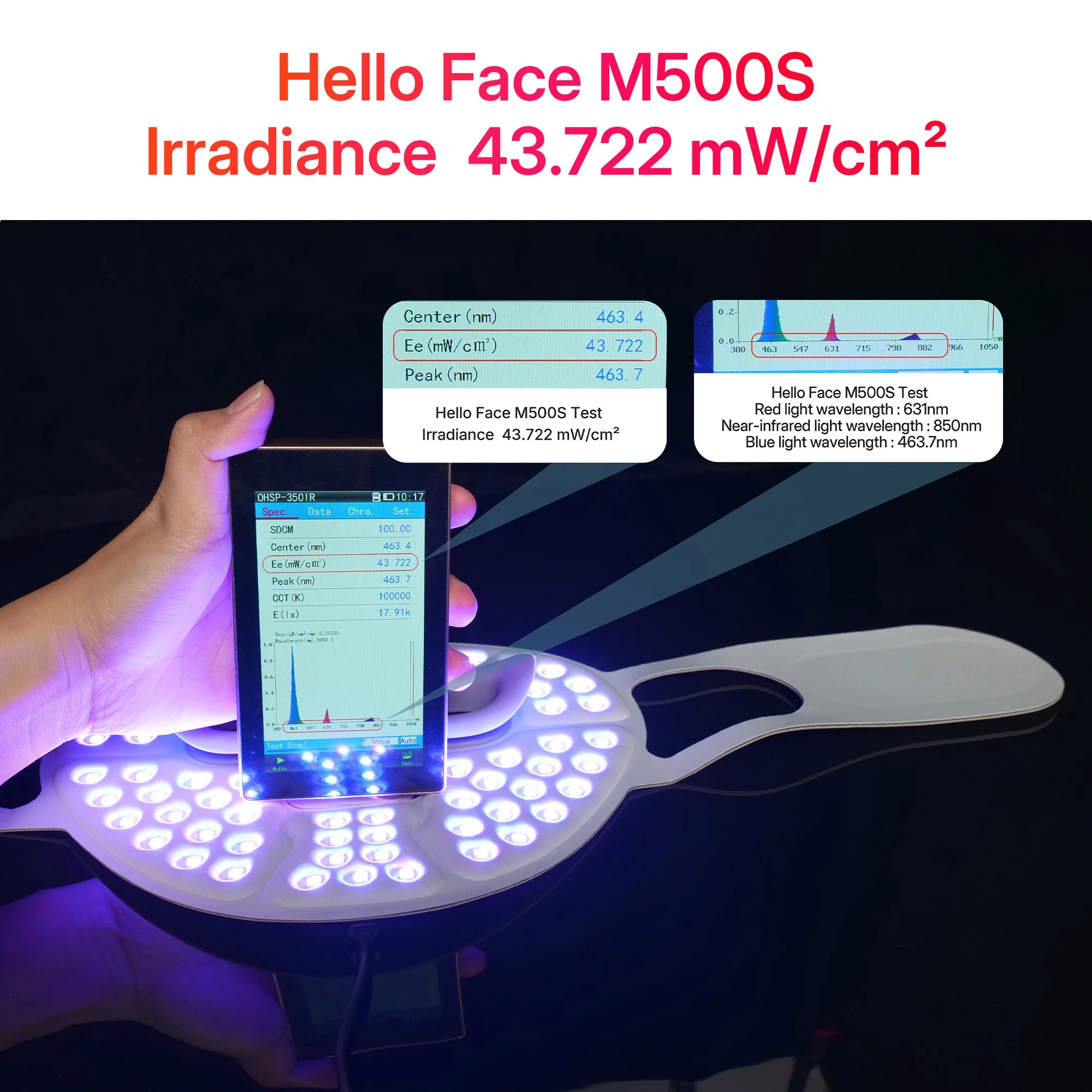 Hello Face 510K Wireless Near-Infrared and Red Light Therapy Facial Mask For Powerful Anti-ageing Professional Ultra-light Mask