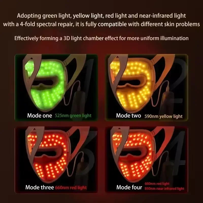 320 LED Beads Facial Photon Beauty Mask 4D Silicone Red Light Photon Skin Rejuvenation Anti Wrinkle Anti Acne Facial Beauty Care
