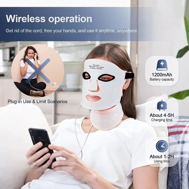 LUMEA LED mask used cordlessly at home
