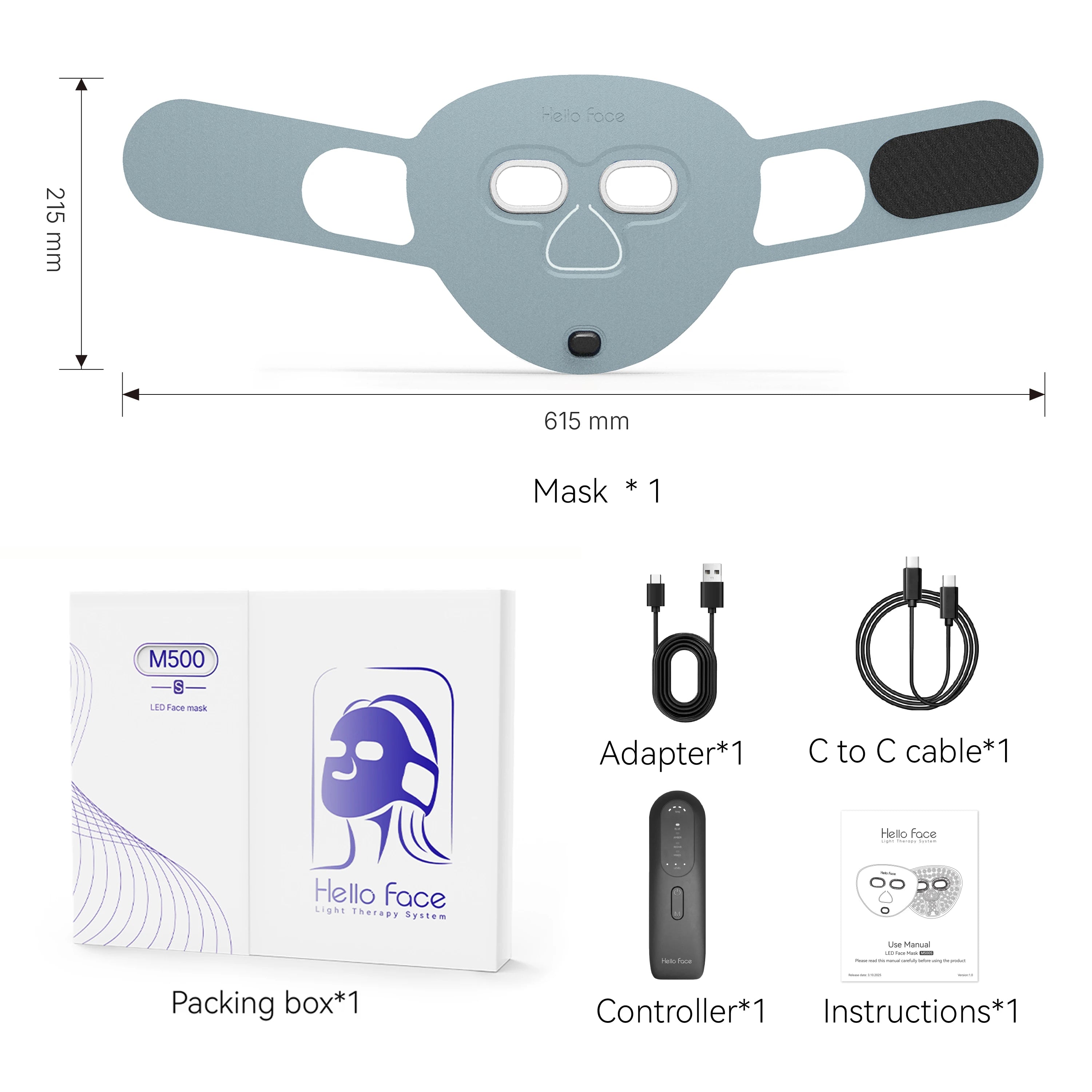Hello Face 510K Wireless Near-Infrared and Red Light Therapy Facial Mask For Powerful Anti-ageing Professional Ultra-light Mask