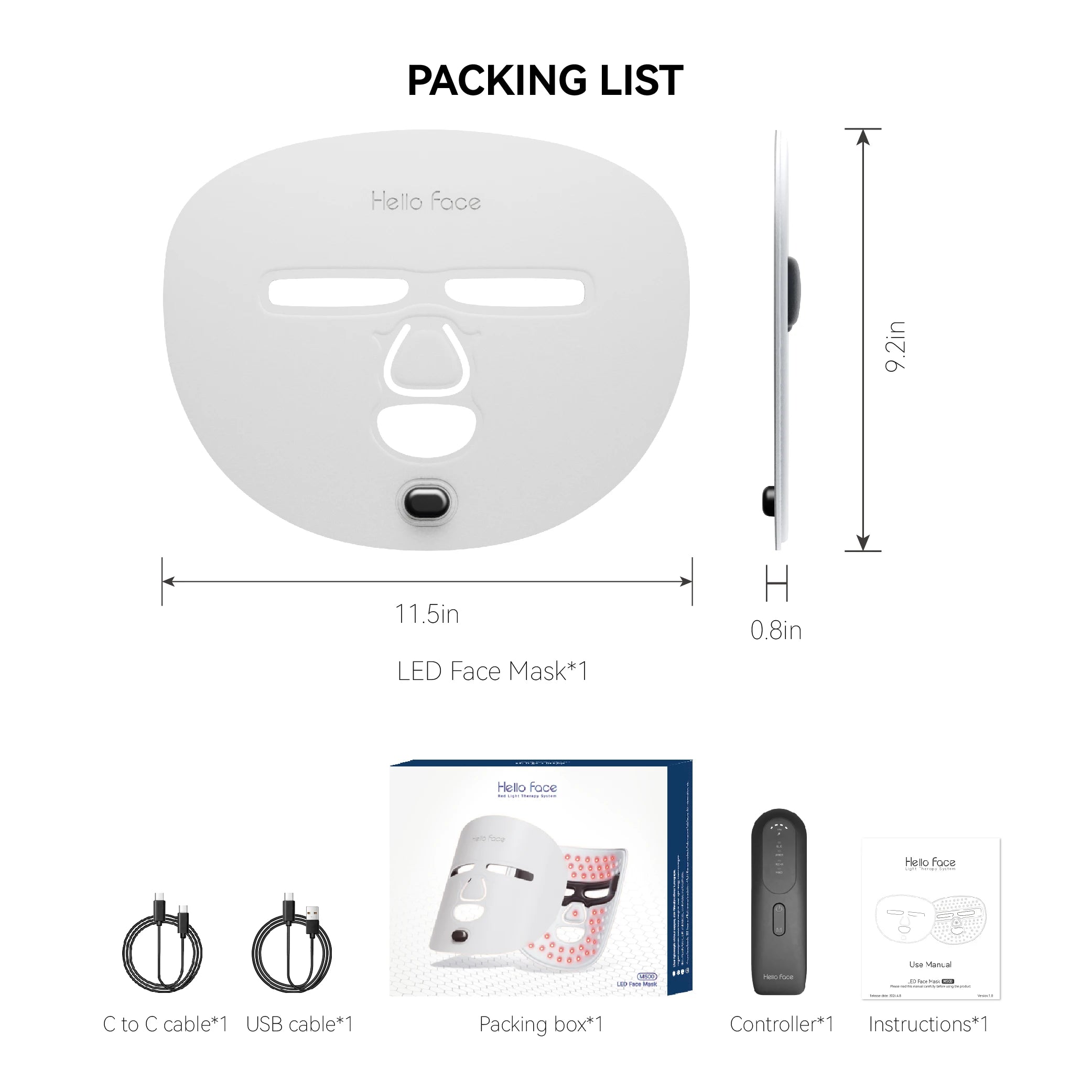 Hello Face 510K Wireless Near-Infrared and Red Light Therapy Facial Mask For Powerful Anti-ageing Professional Ultra-light Mask